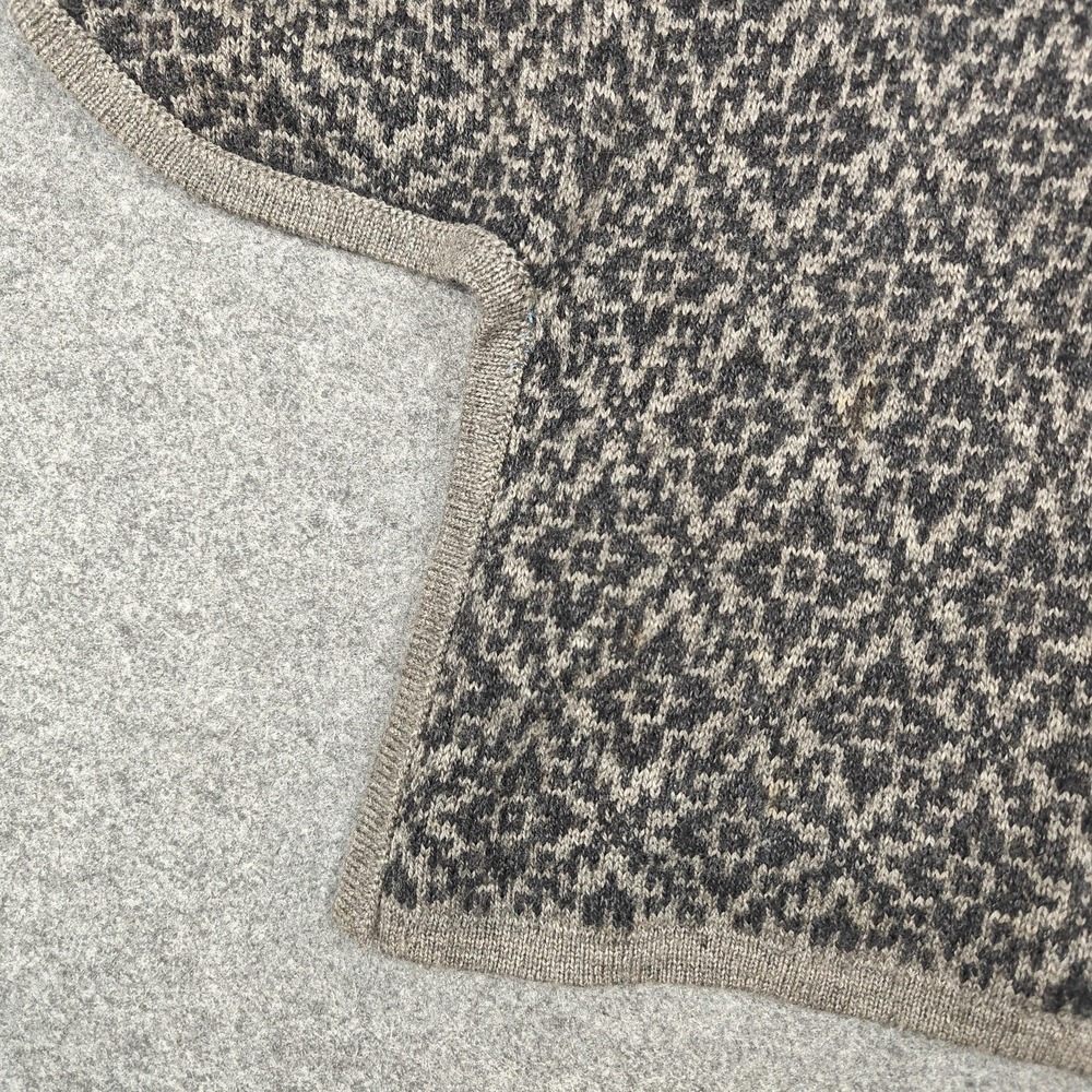 Alpaca Warehouse Poncho Womens Medium Gray Alpaca Knit Button Collared Geometric - Picture 7 of 15